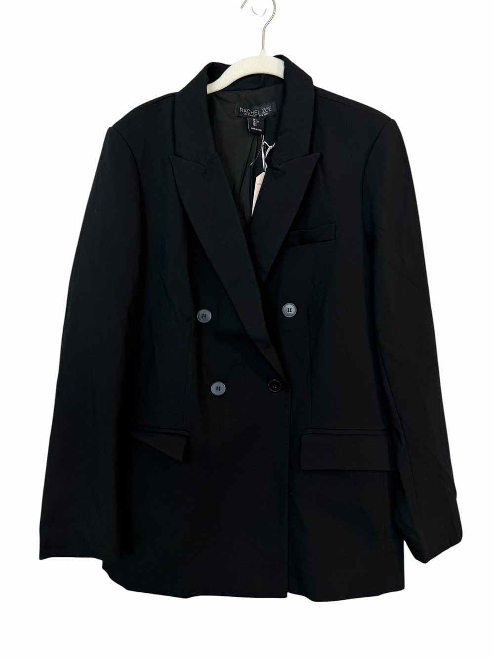 NWT Rachel Zoe Women Double Breasted Blazer in Black sz L